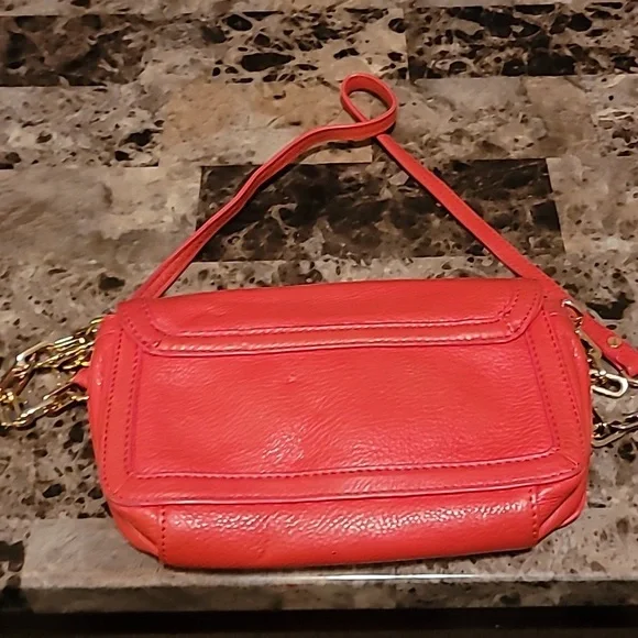Tory Burch Cross Body Bag pebbled leather Red